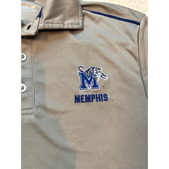 Colosseum Memphis Tigers Men's Athletic Polo Shirt Gray Size Small #626 - Picture 4 of 5